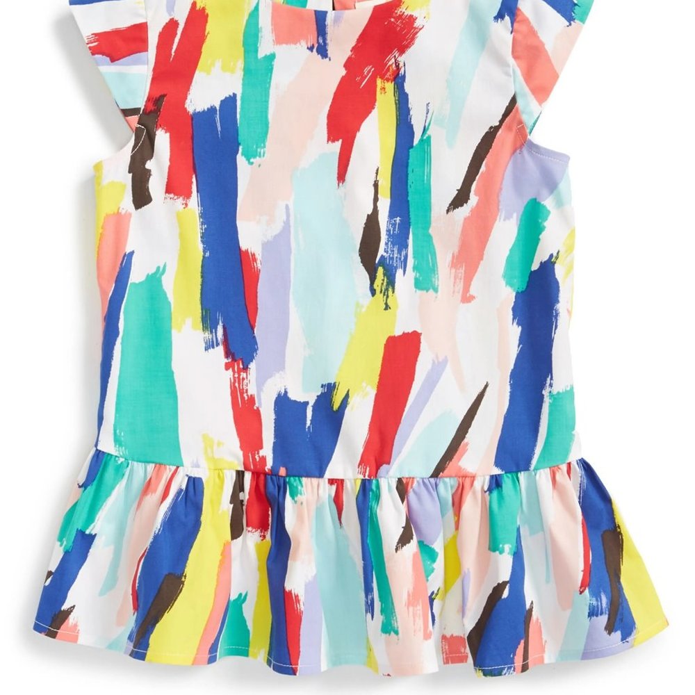 kate spade ♠️ NEW brush stroke peplum top blouse cotton fancy GIRLS XL 🎉HP🎉 - Picture 5 of 12